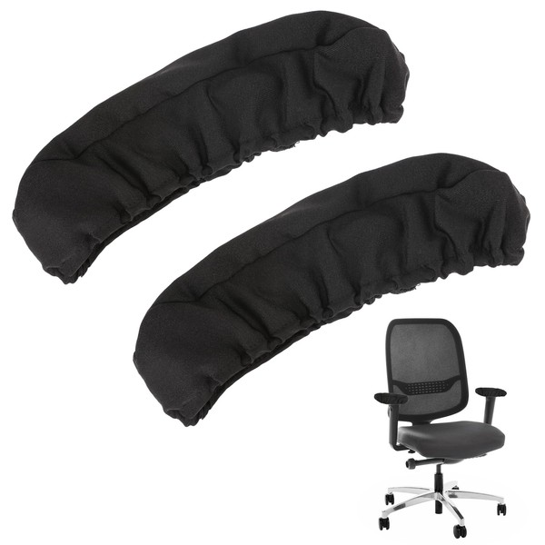 KALIONE 2 federe per braccioli per sedia da ufficio, estensibili, per sedia da ufficio, rimovibili, elastiche, lavabili, imbottiture per braccioli per l'ufficio di casa (nero)