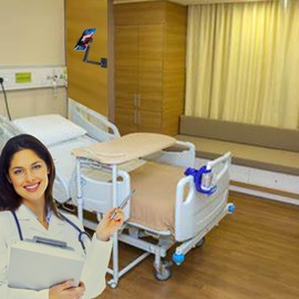 GSRUAN Adjustable Wall Mount Tablet & Phone Holder, 360° Rotating, 4-12.9 inch Compatible, for Hospital, Office, Home