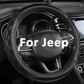 GIANT PANDA Steering Wheel Cover for Jeep Wrangler, Car Steering Wheel Cover for Jeep Grand Cherokee and Cherokee - Black