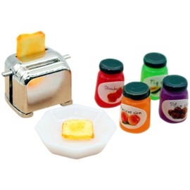 JECOMPRIS 1/12 Scale Toaster with Bread Jam: Tiny Toaster Realistic Dollhouse Toaster for Kitchen Scen Dollhouse Kitchen Decoration
