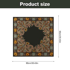 KUIZHEN Satin Head Scarf, 4 Pcs 35'' Large Square Satin Headscarves, Silk Head Scarf with Classic Patterned, Smooth Satin Scarves Silk Feeling Neck Scarves for Women(90 * 90cm)