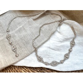 ONDEGO® Silber Rückenkette Rückenanhänger Rückenschmuck Brautschmuck Hochzeit Braut Schmuck Körperkette