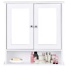 Multi-Function Toilet Wall Cabinet with Double Mirror Doors, Space-Saving Storage,