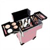 SCIKHEFT 2 Layer Rolling Makeup Train Case Professional Large Cosmetic
