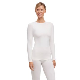 FALKE Warm Round Neck W L/s Sh filo funzionale asciugatura rapida 1 pezzo, Maglia Donna, Bianco White 2860, S