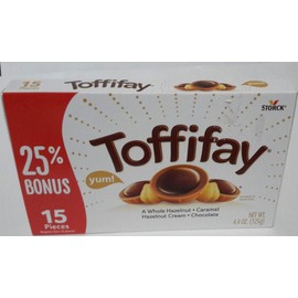 Storck Toffifay, A Whole Hazelnut, Caramel Hazelnut Cream, Chocolate Candy, 15 Pieces Per Box, 4.4 OZ