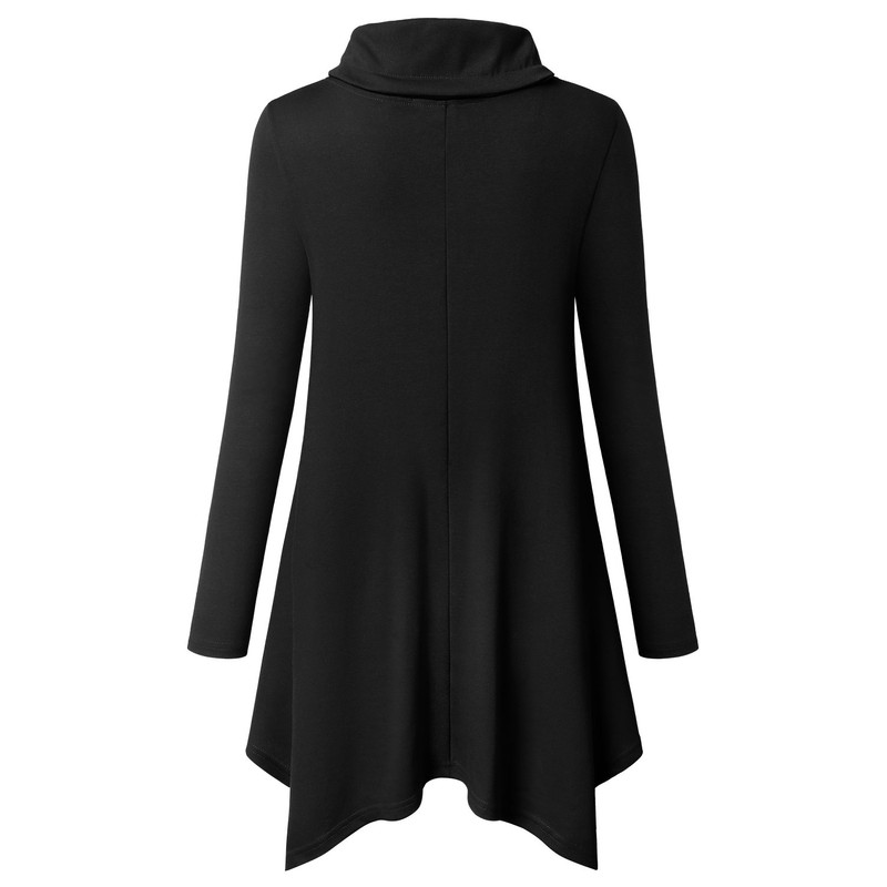 Amrto Women's Long-Sleeved Turtleneck Tunic, Top with Pockets - #1