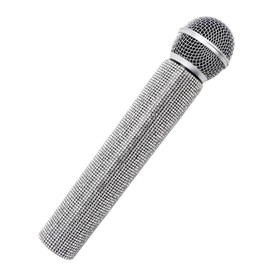 Fake Microphone Prop Plastic Play Microphone Glitter Silver Rhinestone Microphone Prop Microphone For Disco Stage Party