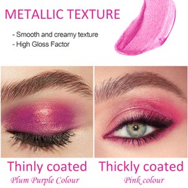 Pink Metallic Eyeshadow Stick, Soft Creamy Shimmer Metallic Eye Shadow Pencil for High Pigment, Long Lasting Waterproof Pink Purple Eyeshadow Pencil Crayon