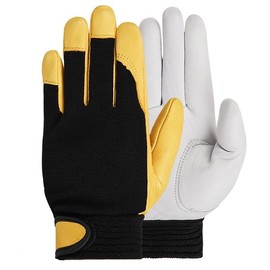 Men's Leather Palm Work Gloves | Heavy Duty, Form Fitting for Improved Dexterity | Made with Water-Resistant HydraHyde (Yellow, Large)