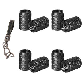 DOINEUFL Dust Caps for Car Tyres 8Pcs Includes Tyre Caps and Multifunctional keychain,Tyre Valve Caps with Sealing Ring,Car Tyre Valve Caps for Cars Bikes Motorcycles Trucks (black)