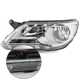 SOCKIR Halogen Headlight Assembly Fit for 2009 2010 2011 Volkswagen VW Tiguan Left Driver Side Headlamp Replacement 5N1941031AC, Non-HID/Xenon