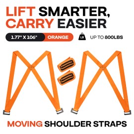 Moving Straps for Lifting 1.77" x 106" - 2-Person Lifting and Carrying System - Orange Furniture Moving Straps - Safely Carrying Shoulder Harness for Secure Furniture and Appliances by IDL Packaging