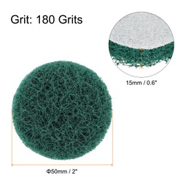HARFINGTON 12pcs Scrubber Scouring Pads 180 Grits 2 Inch Drill Power Brush Hoop and Loop Surface Conditioning Disc Drill Scuffing Disc Scrub Pads for Home Kitchen Cleaning, Green