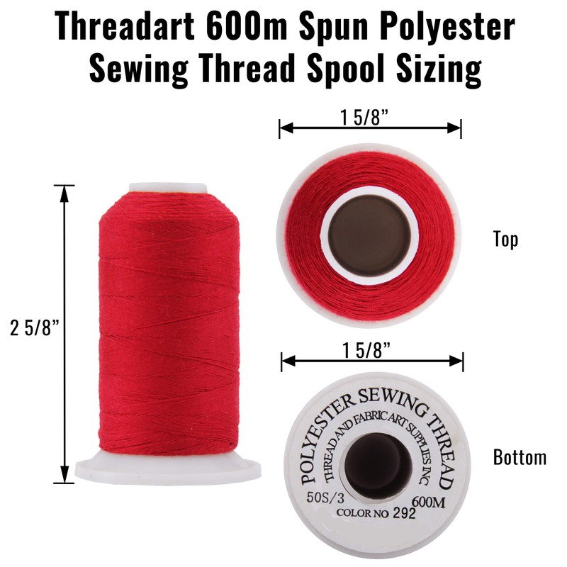 Threadart Polyester All-Purpose Sewing Thread - 600m - 50S/3 -