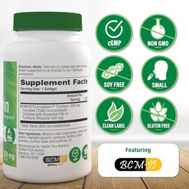 Curcumin as BCM-95® (CURCUGREEN®) 650 mg complejo de cúrcuma (500 mg total de curcuminoides) sin OGM soja 60 cápsulas blandas