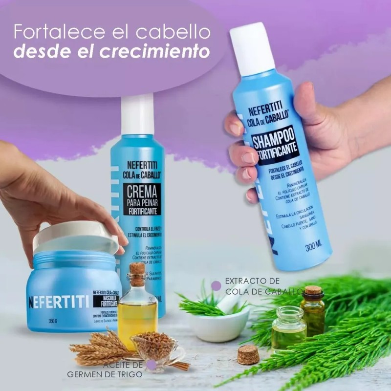 Kit Tratamiento Cola De Caballo Mayor Crecimiento Nefertiti