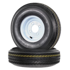 eCustomrim 2-Pack Trailer Tires On Rims 5.70-8 570-8 5.70 X 8 in. LRB 4 Lug Bolt White Wheel - 2 Year Warranty w/Free Roadside