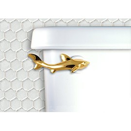 Functional Fine Art Shark Toilet Flush Handle- Front Mount in Gold Finish