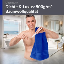 Lashuma London Luxury Bath Towel 70 x 140 cm Cotton Azure Blue Ideal for the Beach and Wellness