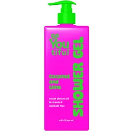 Gel de ducha hidratante y equilibrante para el cuerpo con sabor a coco y lima, cuidado natural para pieles sensibles sin crueldad animal para niños y adolescentes, 32 oz
