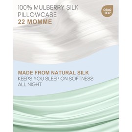 THXSILK 100% Mulberry Silk Pillowcase for Hair and Skin, Grade 6A+ Mulberry Silk Pillow Cases 22 Momme, Hypoallergenic Pillow Case Cover with Zipper, 1pc (Queen 20"x30", Turquoise Green)