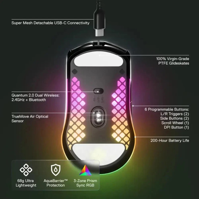 SteelSeries New SteelSeries Aerox 3 Wireless Ultra Lightweight Gaming Mouse