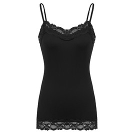 Women Spaghetti Strap Tank Tops Lace Camisole Loose Fitting Tank Tops (Black/Dark Grey/Light Grey Large)