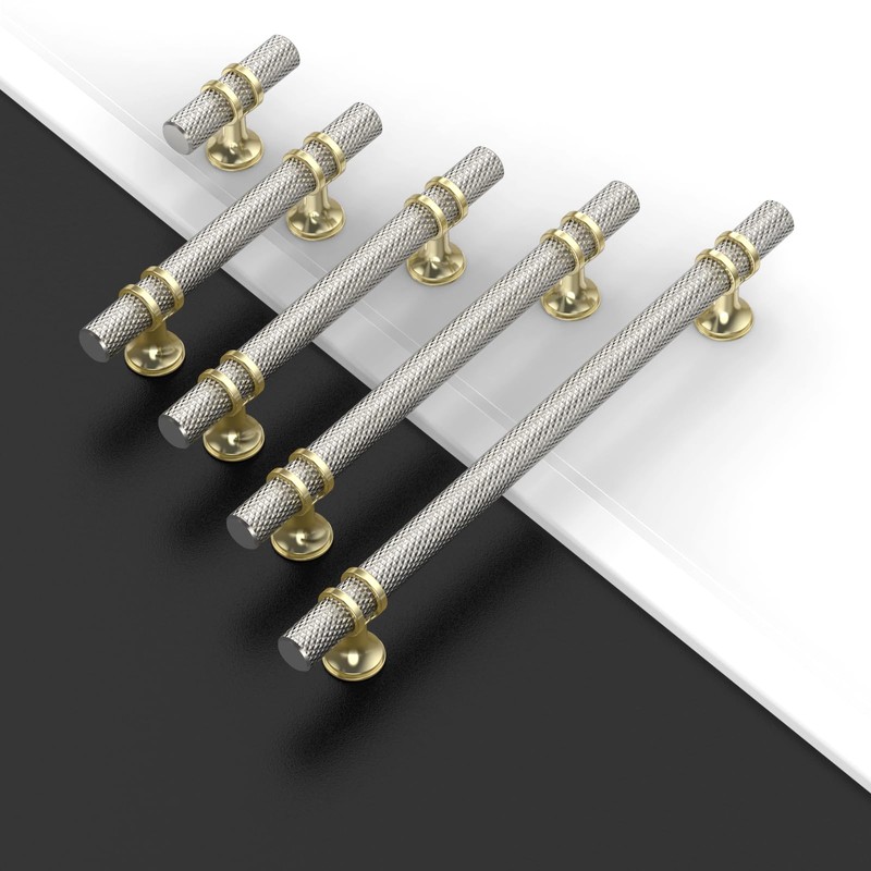 Coinkoly 10 Pack Gold and Brushed Nickel Cabinet Pulls 5"(128mm)