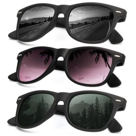 KALIYADI Sunglasses Men Polarized Sunglasses for Mens and Womens, Unisex Sun Glasses for Driving and Fishing, Retro Sunglasses UV Protection (Black/G15/Gradient Purple Red)