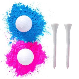2 Sets Gender Reveal Golf Balls, Prank Golf Balls Trick Gift for Gender Reveal Party Baby Shower - Included 1 Pink 1 Blue 2 Tee Set Exploding Gender Reveal Golf Ball
