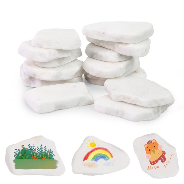 Pack of 14 Flat Stones for Painting, 3-8 cm, Ideal