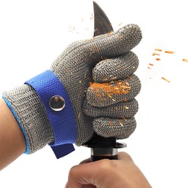 TS Level 9 Cut Resistant Glove Stainless Steel Mesh Metal Wire Glove Durable Rustproof Reliable Cutting Glove Latest Material (X-Large）