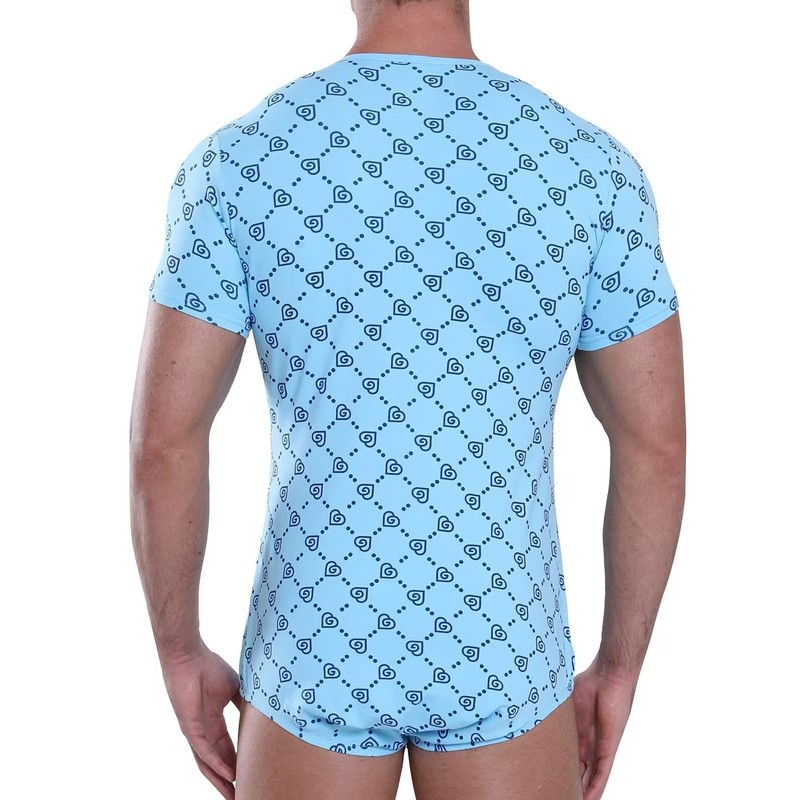 Landofgenie Mens Onesie Short Sleeve Pajamas One Piece Romper Basic