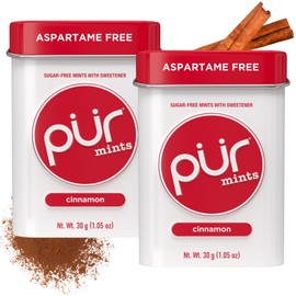 PUR Mints | Aspartame Free | Made with Xylitol | Sugar Free, Vegan, Gluten Free & Keto Friendly | Natural Cinnamon Flavored Mints, 30 Pieces (Pack of 2)