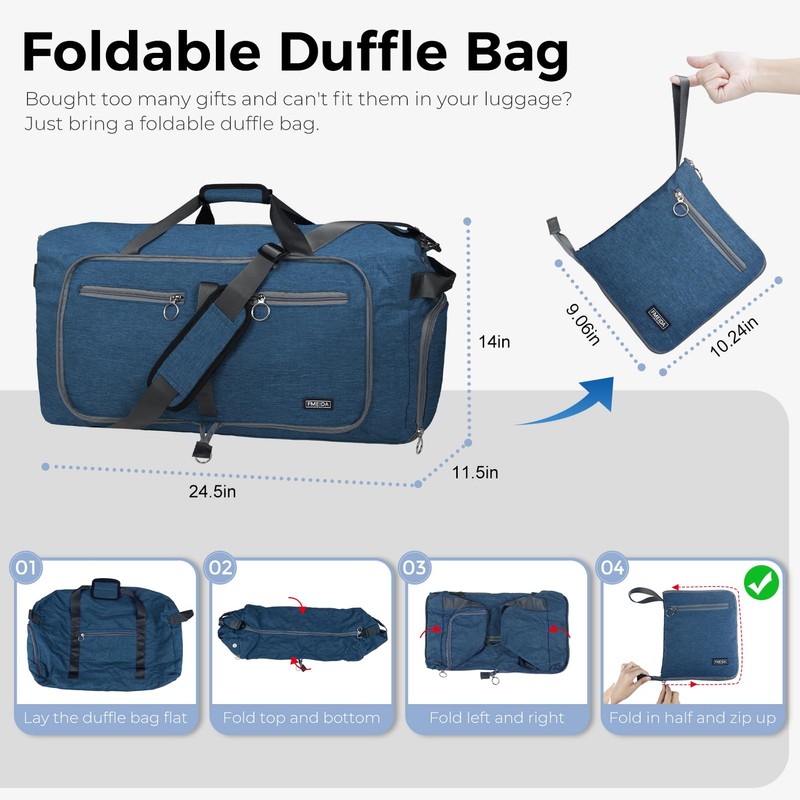 Fmeida Travel Duffel Bag 65L for Men Women Foldable Holdall