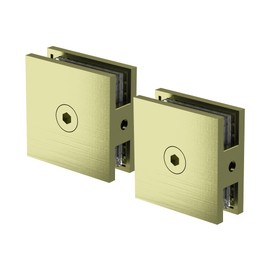 Bathlink Brushed Gold Glass Clamp for Bathroom, 2PCS Shower Glass Clamp for 1/4" to 1/2"(6-12mm) Tempered Glass, U-Clamp for Shower Door