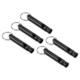PATIKIL Emergency Whistles 5 Pack Key Chain Super Loud Aluminium Outdoor Survival Whistle for Camping Hiking Black
