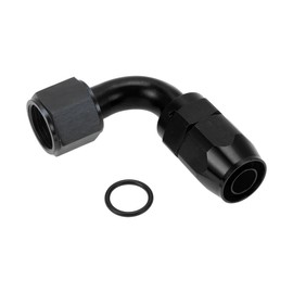 A ABSOPRO Male Flare Reducer Hose Fitting Adapter TF-1001-AN10 90° Fuel Line Connector Aluminum with O-ring Black