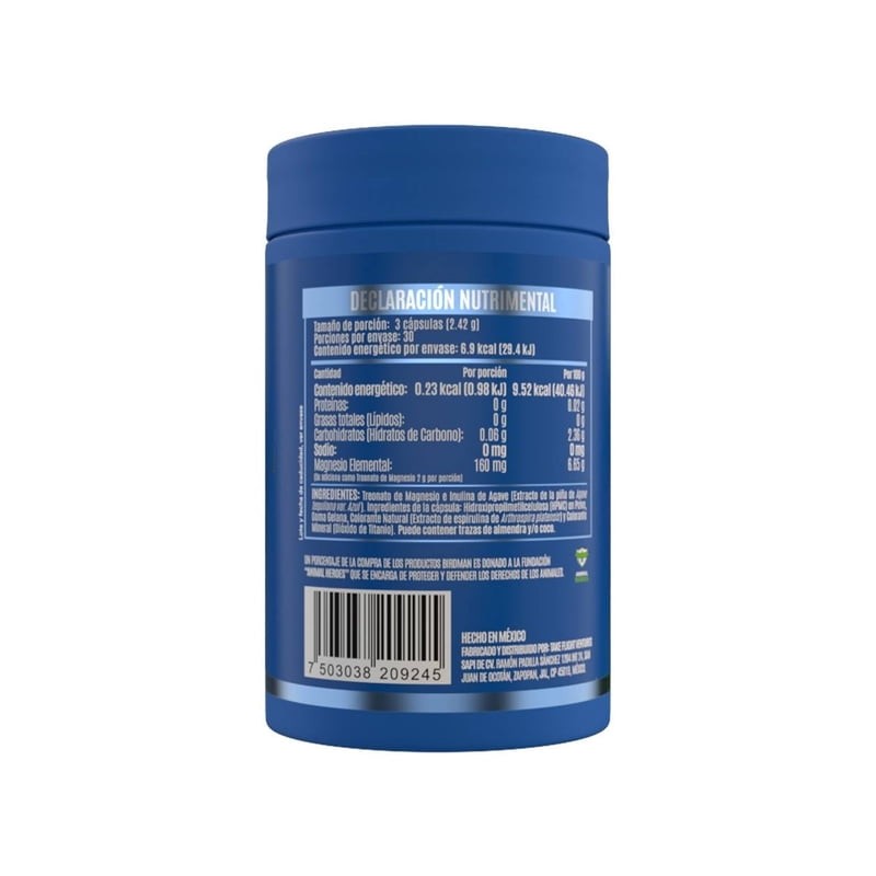 Suplemento Alimenticio Birdman Treonato de Magnesio 90 Cap