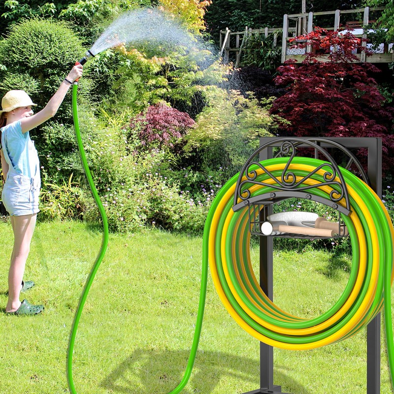 TUSPEU Garden Hose Holder,Heavy Duty Freestanding Detachable Storage Reel Stand,Upgraded