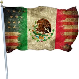 Aroxtms Mexico Flag Mexican American Flags for Outside 3x5 Double Sided Mexico Mexican Usa Friendship Flags for Truck Car Outdoor Patriotic House Yard Decorations Banner