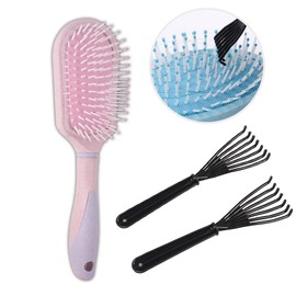 GBSTORE Detangling Hair Brush Airbag Comb Massage Comb with 2 Pcs Hair Brush Cleaner Rakes for Curly Hair, Wet Dry and Girls, Women