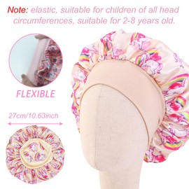 KASESSS 3 Stück Seidenhaube zum Schlafen, Kinder Silk Bonnet, Karikatur Schlafhaube Seide, Satin Haarhaube, Bonnet Sleep Cap für Mädchen Jungen, Haar Schlafhaube, Schlafmütze Bonnet für Die Nacht