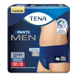 TENA Pants Men Color Azul; Ropa Interior Desechable Para Incontinencia, Talla Ch/m; 10 Piezas