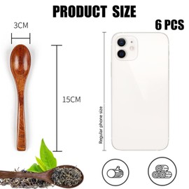 6 PCS Wooden Teaspoons, Honey Spoon Small Wooden Spoons Natural Wooden Spoon for Cooking Seasoning Kitchenware Coffee, Honey, Sugar, Seasoning Kitchen Accessories (5.9inch)