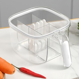 4 in 1 Compartment Seasoning Containers Set, Condiment Storage with Lids, Kitchen Spice Organizer for Salt, Pepper, and Condiments, Air Tight Seal, Longlasting and Easy to Clean