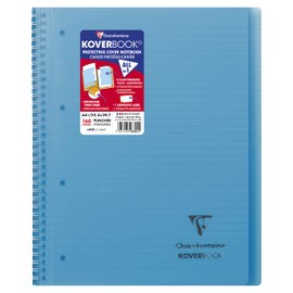 Clairefontaine - Ref 596802C - Koverbook Wirebound Notebook (160 Pages) - A4+ Size, Lined & Margin Ruling, 90gsm Brushed Vellum Paper, Polypro Cover - Blue