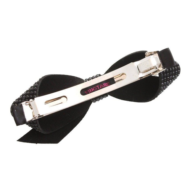 VINGTAINE H-751-BK Studded Style Ribbon Barrette Head Access, Simple Hair