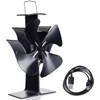 COSTWAY 4-Blade Stove Fan, Multi-Function Fuel Heat Powered Fan, Saving